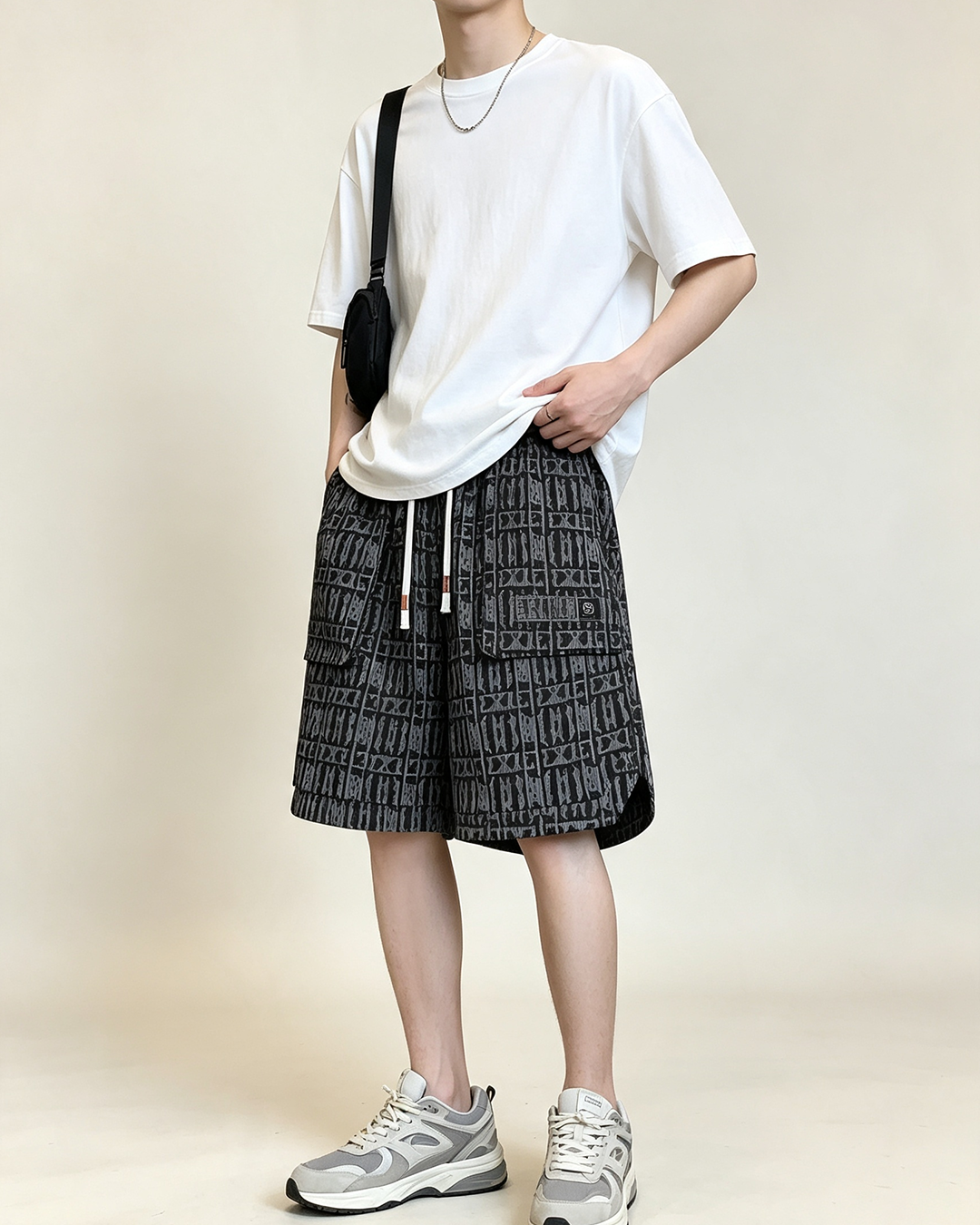 Men Printed Quick Dry Five-Pocket Cargo Shorts