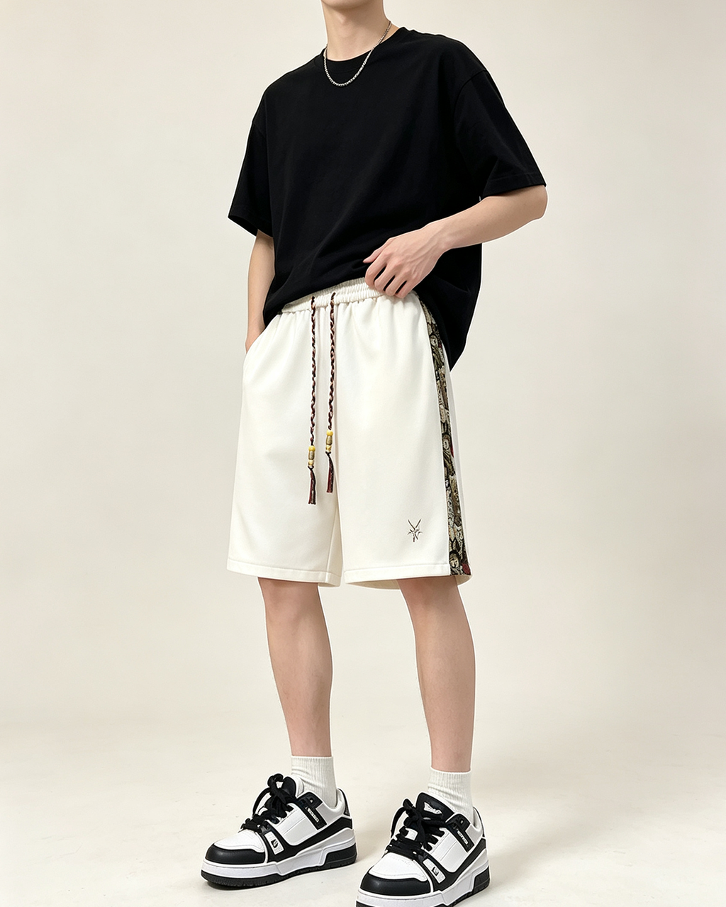 Men's 5 Inch Embroidered Oversized Sweat Shorts